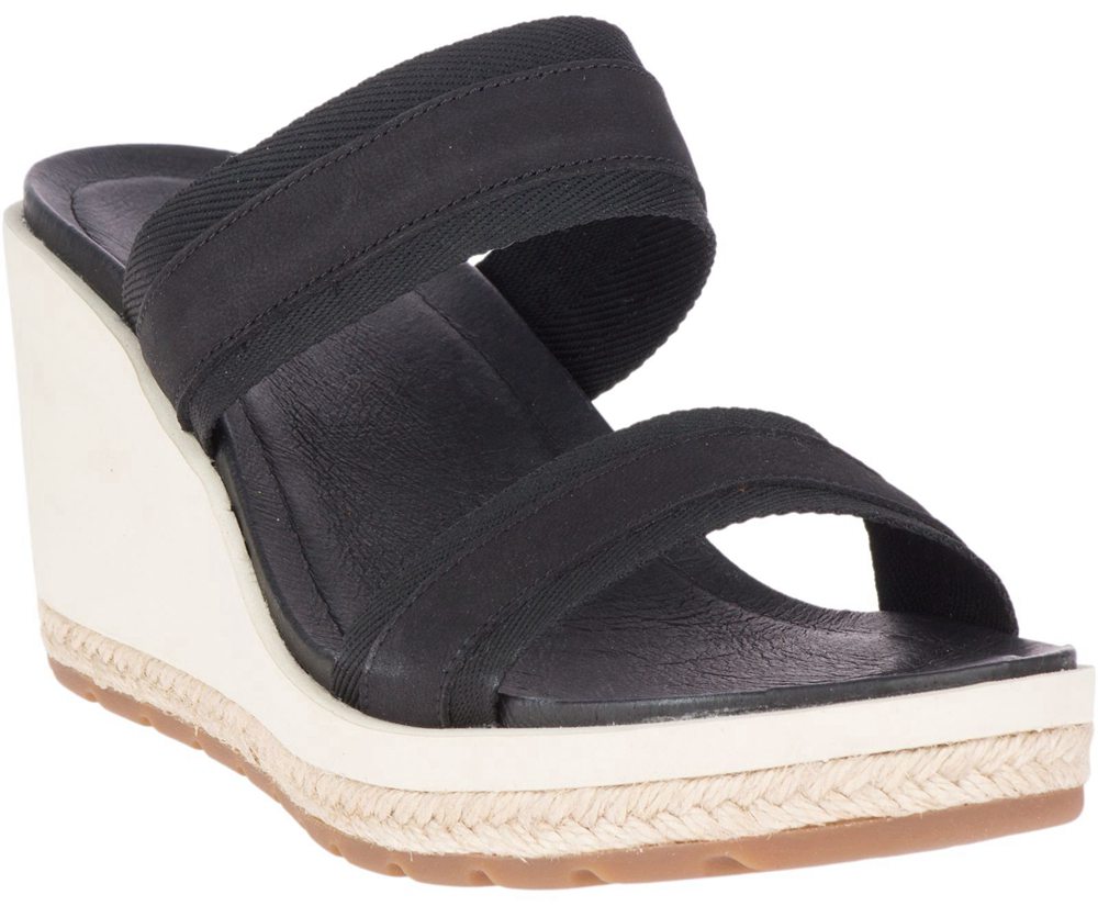 Sandały Merrell Damskie Czarne - Kaiteri Wedge Slide - 503298-HBZ